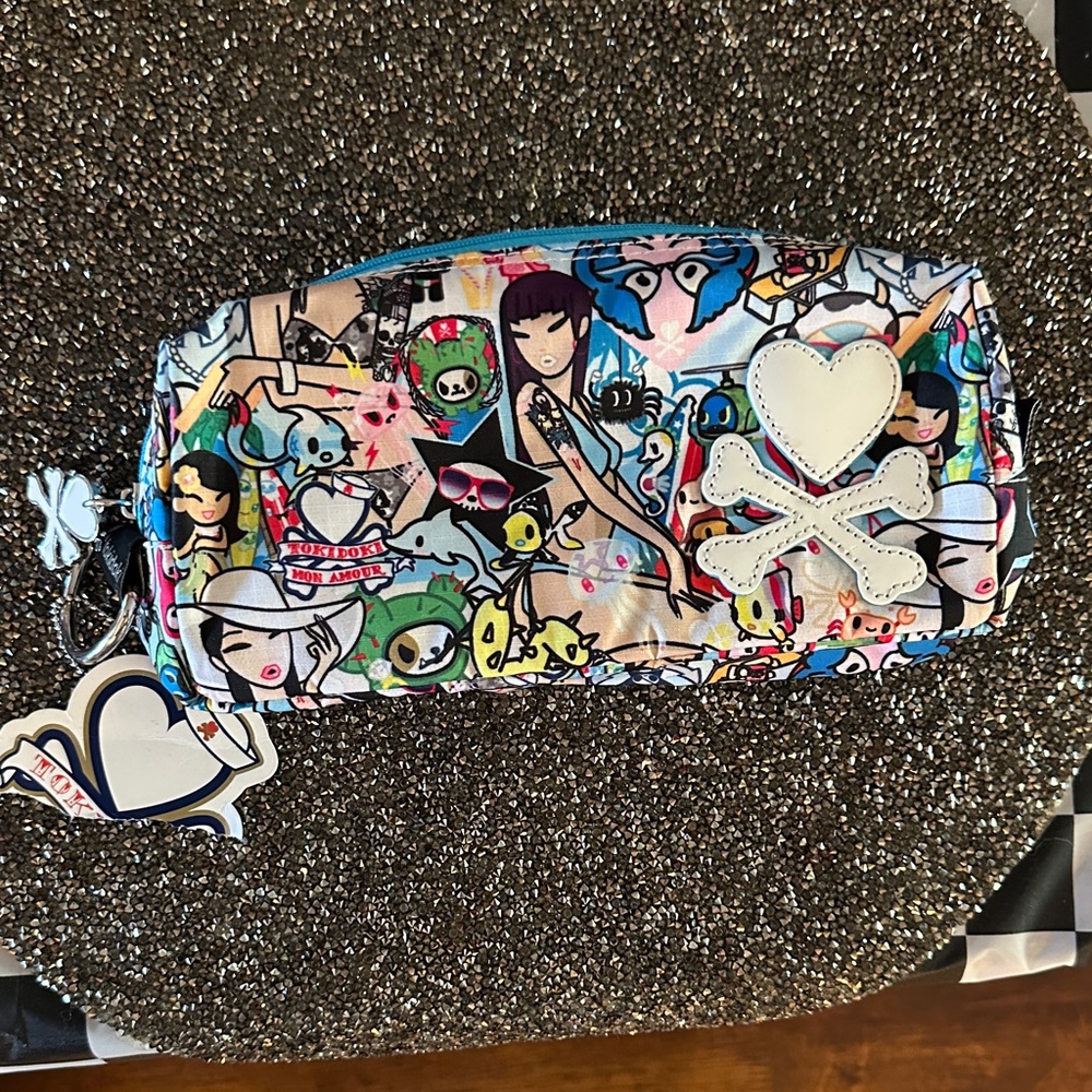 Tokidoki Colorful Graphic Pouch with Heart Charm